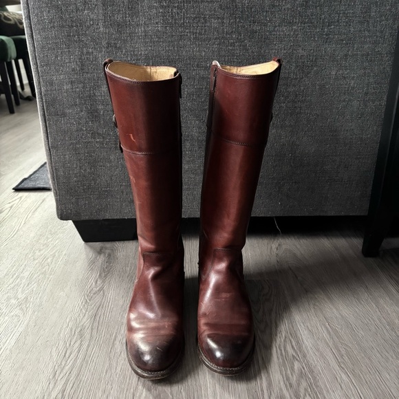 FRYE | Women's Jayden Button Tall Knee High Leather Riding Boot Red Brown 6.5B - Picture 3 of 14